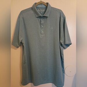Matte Grey Men's Polo Shirt - Light Blue Stripes Sz XL